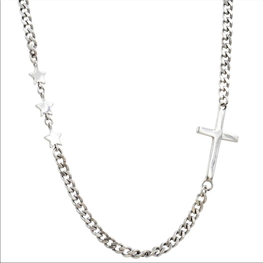 NEW 925 STERLING SILVER STAR CROSS NECKLACE, NICE NECKLACE, CUTE NECKLACE - Picture 5 of 5